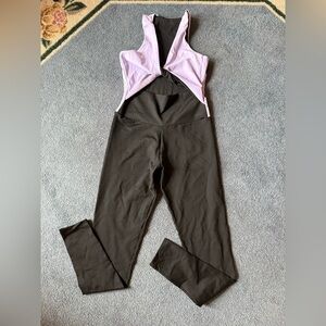 Mika Body Yoga Wear Soella Black and Lavender Bodysuit One Piece Jumpsuit